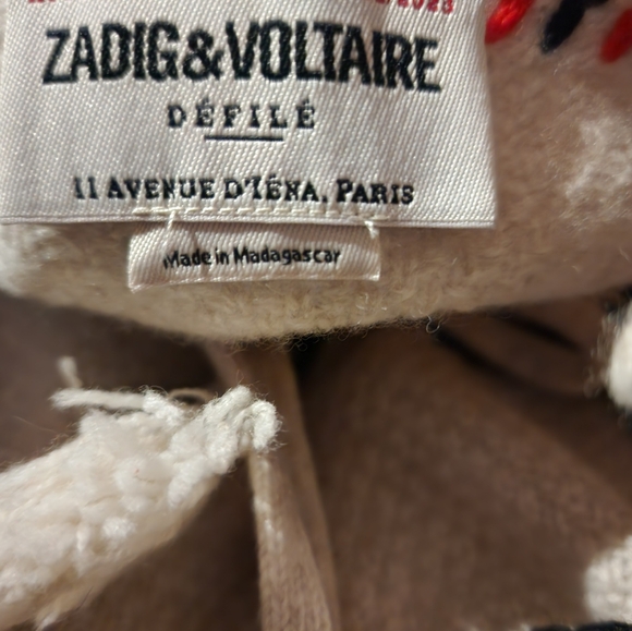 ZADIG & VOLTAIRE Amanda Embroidered Tied-neck Cashmere Jumper Sweater sz L - Picture 2 of 8